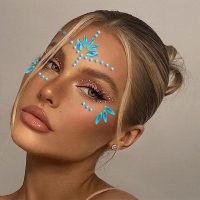 Mermaid Face Gems Stick Jewels Halloween Body Eye Face Jewels Gems Rave Festival Tattoo Glitter Self Adhesive Crystals Rhinestones Diamonds Tattoos Sticker Party Carnival Festival Decorations (Blue) - Image 5