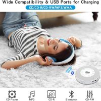 Lukasa Portable Bluetooth CD Player Built-in Speaker Stereo, Personal MP3 Players Rechargeable Compact Car Disc CD Music Player USB Play Anti-Shock Protection - Image 4