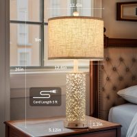 26" Farmhouse Table Lamp Dual Light, 3-Way Dimmable Touch Lamps, Rustic Nightstand Bedside Lamps with 2 USB Ports + AC Outlet, Modern Nightlight for Living Room Bedroom and Nightstand - Image 5