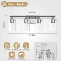 4-Light Bathroom Light Fixtures,Brushed Nickel Vanity Lighting Fixtures,Modern Wall Lighting Sconces for Mirror Bedroom Living Room Vanity Table Hallway - Image 4