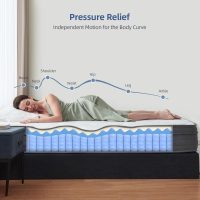 Queen Mattress, 12 Inch Queen Size Hybrid Mattress in a Box with Independent Pocket Spring - Zoned Support, Soft and Comfortable, Pressure Relief, Medium Firmness, CertiPUR-US Certified - Image 4