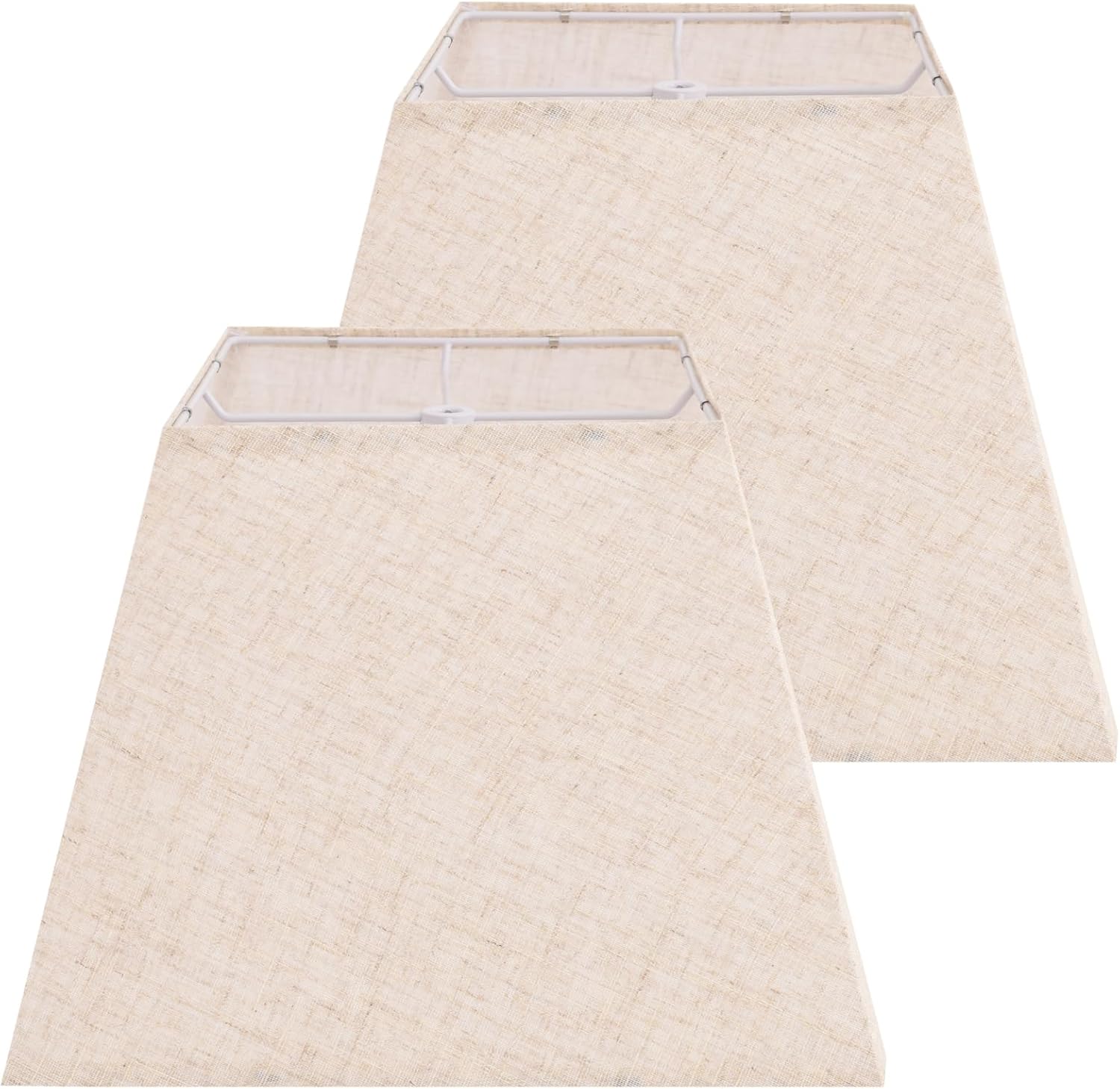 Lamp Shades Set of 2, 8''x8''Top, 13''x13''Bottom 10'' Height, Beige Square Lampshades Replacement Lamp Shades Natural Linen Hand Crafted for Table Lamps Floor Lamps Pendent Light, Assembly Required