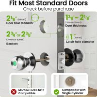 GHome Smart Fingerprint Door Lock, 3 in 1 Smart Fingerprint Door Knob with App Control & Key, Auto Lock, Biometric Door Knobs with Lock for Bedroom, Garage, Home & Office - Image 6