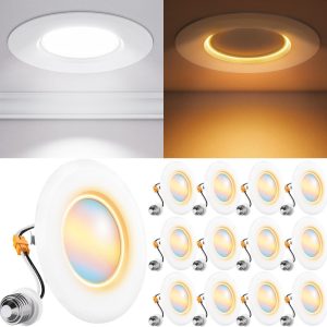 Sunco 12 Pack 5CCT LED Recessed Lighting 4 Inch with Night Light, 2700K/3000K/4000K/5000K/6000K Selectable, Dimmable Lights, 8W, 700LM, Damp Rated, Retrofit Installation - ETL