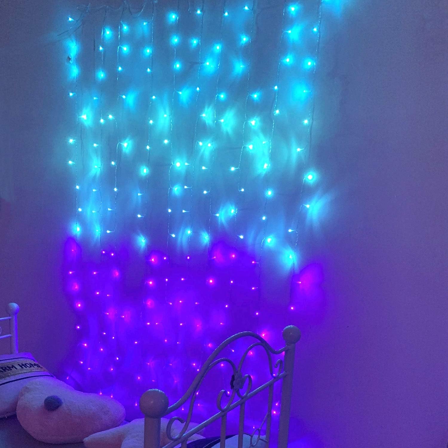 Curtain Lights for Bedroom Wall Light Up Curtains Led String Lights Turquoise Teal Blue Lavender Lilac Purple Twinkle Hanging Fairy Lights Unicorn Mermaid Kawaii Sanrio Teen Room Decor for Girls - Image 4