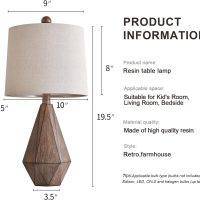PoKat 20.25" Retro Farmhouse Table Lamp Set of 2 - Living Room & Bedroom Rustic Linen Bedside Nightstand Lamps for Kids, Study, Office - Resin, Suitable for Small Places - Image 7