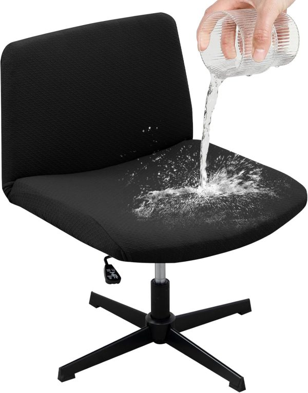 LiveGo Armless Chair Slipcover - 100% Waterproof Office Desk & Vanity Chair Cover - Knitted Jacquard Modern Criss Cross Mid Back Accent Chair Cover