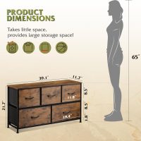 WLIVE Dresser for Bedroom with 5 Drawers, Wide Chest of Drawers, Fabric Dresser, Storage Organizer Unit with Fabric Bins for Closet, Living Room, Hallway, Rustic Brown Wood Grain Print - Image 3