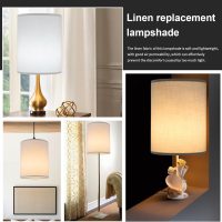 White Linen Tall Drum Lampshade, 10" Top x 10" Bottom x 13" High Lamp Shade, Lamp Shade Replacement for Table and Floor Lamps, Pendant Light, Handcrafted Lampshade, Easy Assembly - Image 3