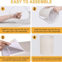 Tall Lamp Shades Set of 2, 10" Top X 10" Bottom X 13" High Large Drum Lampshades for Table Lamps Floor Lamp, Beige Line Fabric Lamp Shades, Easy Assembly Replacement Lampshades - Image 7