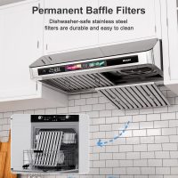 Under Cabinet Range Hood 30 Inch with Voice/Gesture/Touch Control, 900 CFM Kitchen Hood Vent with 4-Speed Exhaust Fan, Memory Mode, Adjustable Lights, Baffle Filters - Image 5