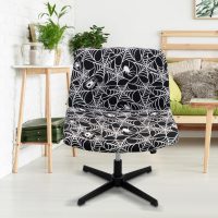 Armless Office Chair Cover Criss Cross Chair Slipcover Protectors Stretchable Removable Wide Seat Chair Cover Mid Back Computer Desk Vanity Accent Chair Covers (Black & White) - Image 2