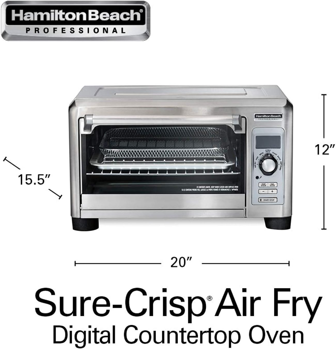 Hamilton Beach Professional Sure-Crisp Digital Toaster Oven Air Fryer Combo, 1500W, Fits 12” Pizza 6 Slice Capacity, Temperature Probe, Stainless Steel (31243) - Image 7