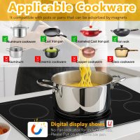 36 Inch Induction Cooktop, 5 Burner Electric Cooktop with 9 Power Levels, Touch Control, Timer, Child Lock and Residual Heat Warning, 10800W, 220-240V for Hard Wire - Image 8
