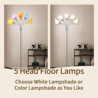 Medusa Floor Lamp, Multi Head 5 Light Floor Lamps for Living Room with 10 Lampshade, Adjustable Gooseneck Reading Standing Lamp for Bedroom,Office,Kids,Classroom (Sliver) - Image 5