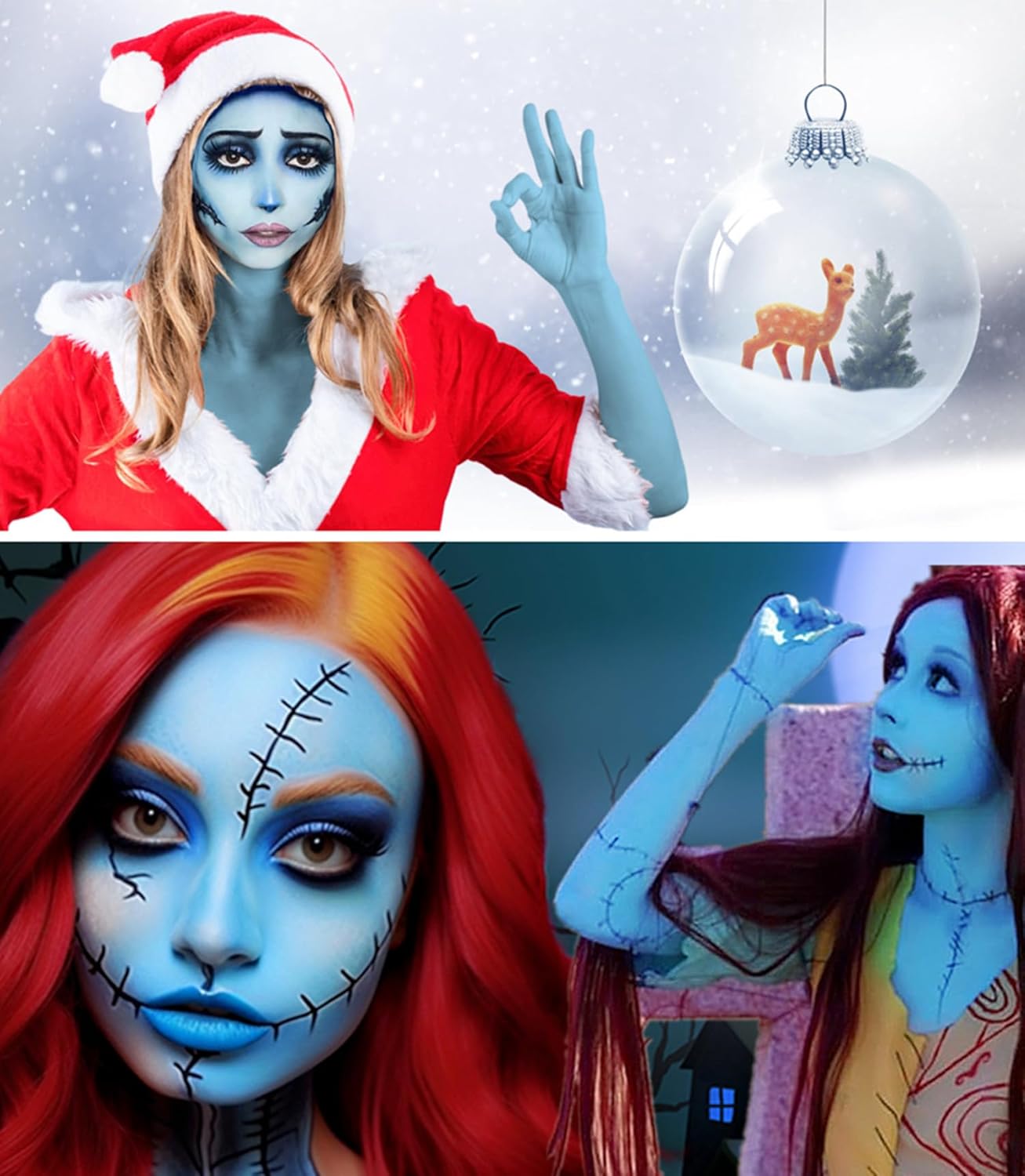 Go Ho Light Blue Face Body Paint Stick,Water Based Washable Pale Blue Face Paint Stick,Full-coverage Cream Blue Body Paint for Adults Children Halloween Cosplay SFX Ghost Bride Sally Makeup - Image 4