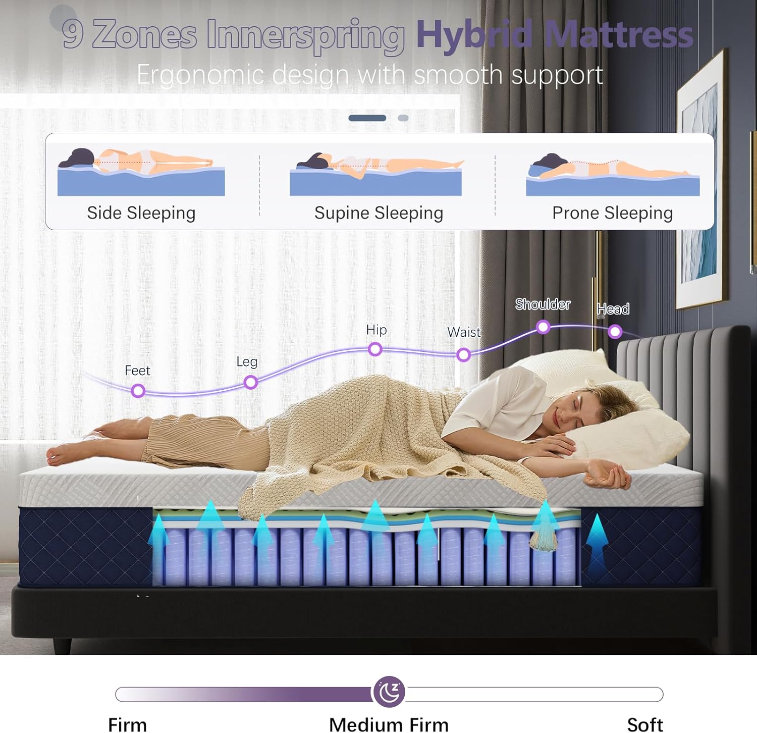 Queen Mattresses, 12 Inch Hybrid Queen Mattress in a Box, Memory Foam and Individual Pocket Spring Breathable Comfort for Sleep Supportive and Pressure Relief, CertiPUR-US, 60"*80"*12" - Image 5