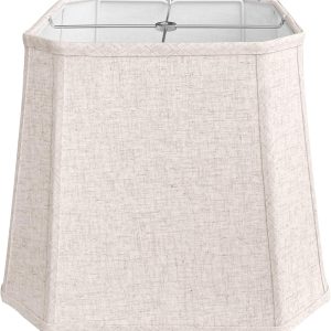 TOOTOO STAR Square cut corner lampshade, 10x13x10.5 inch medium table lamp shade floor lamp Beige Lamp shades Natural Linen Hand Crafted, Easy Assembly Required