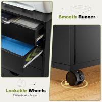 Sweetcrispy 7 Drawer Chest Mobile Storage Cabinets Wooden Dresser with Wheels Room Organization Furniture for Office Home, Black Wood - Image 4