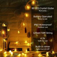 Metaku Globe Fairy Lights Battery Operated 33ft 80LED String Lights with Remote Waterproof Indoor Outdoor Hanging Decorative Christmas Lights for Home Party Patio Garden Wedding - Image 2