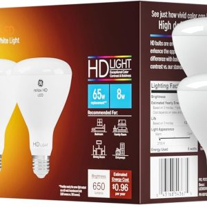 GE Relax LED Light Bulb, 65 Watt, Soft White, BR30 Indoor Floodlight (4 Pack)