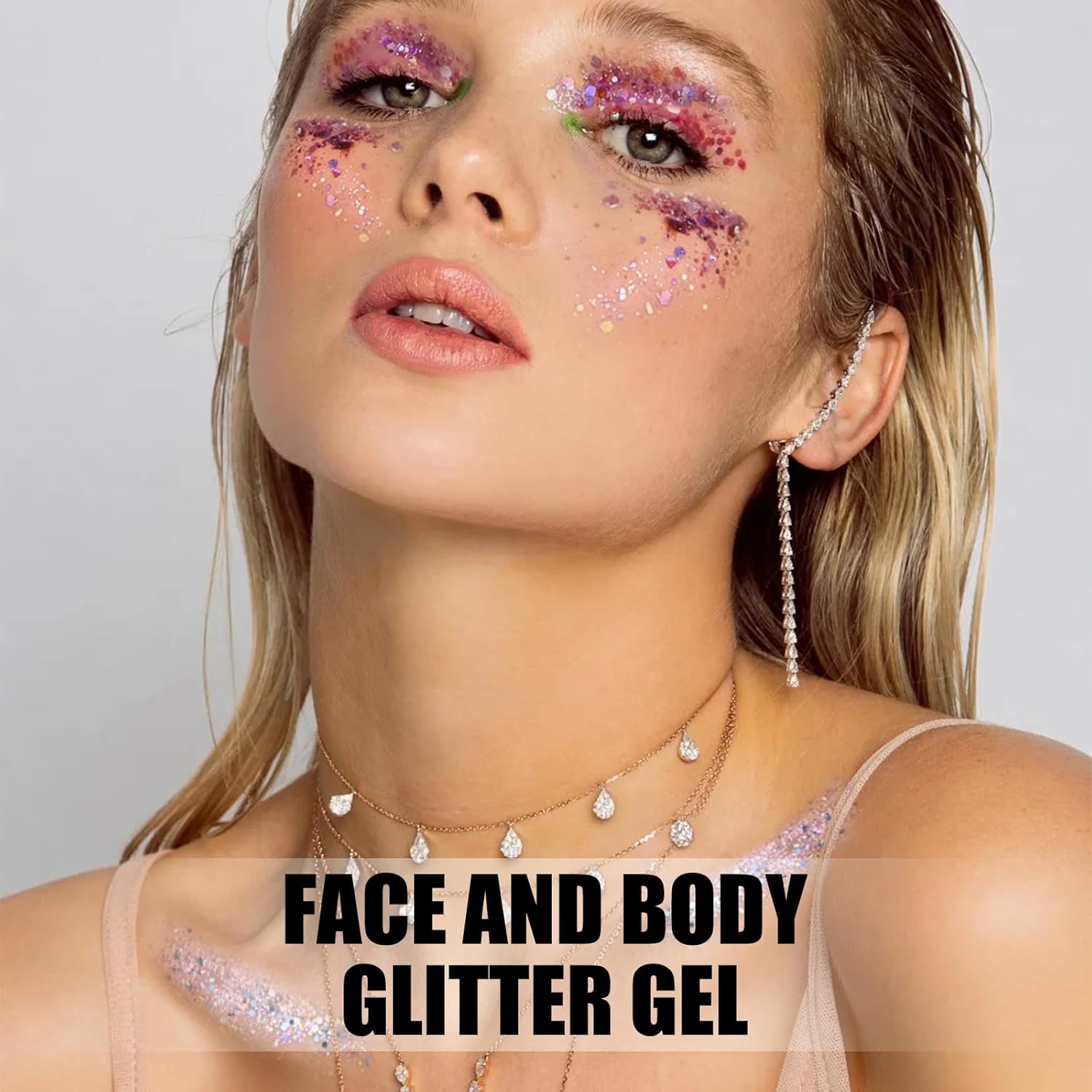 16 Colors Chunky Fine Mixed Holographic Glitter Gel Set for Face and Body Makeup Festival Party Sparkle Glitter Gel Decoration Rave Accessories - Image 5