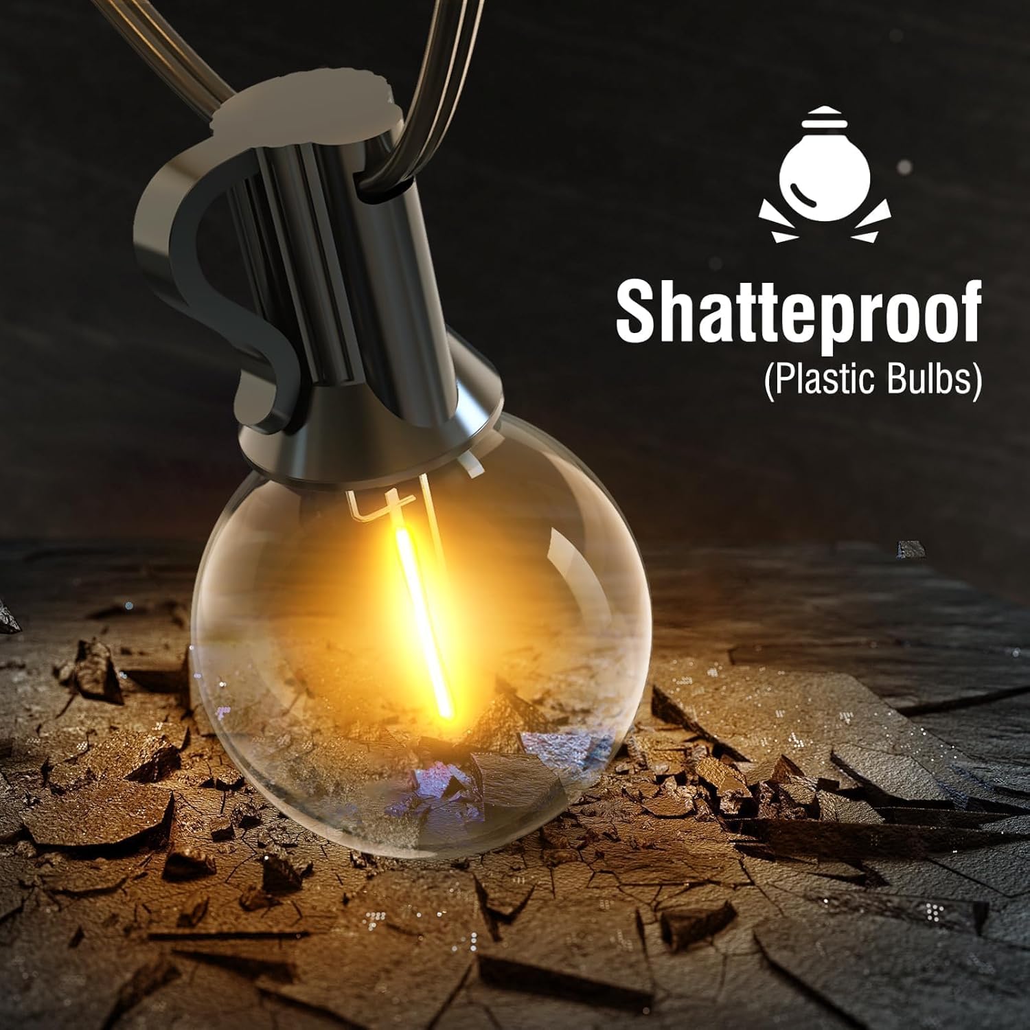 kolpop 50FT Outdoor String Lights with Dimmer Timer, G40 LED Patio Light with Edison Shatterproof Bulbs, Waterproof Connectable Hanging Lights for Outside Backyard Gazebo - Image 5