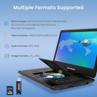 WONNIE 16.5" Portable DVD Player with 14.1" Large HD Swivel Screen, 6 Hours Rechargeable Battery, DVD Player Portable Support MP4, MKV Video & USB/SD Card/Sync TV, High Volume Speaker, All Regions - Image 5