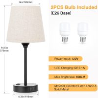 Mini Bedside Lamps for Bedrooms Set of 2 - Nightstand Bedroom Lamps with USB C Port and AC Outlet Charging, Dimmable Touch Small Bed Side Table Lamp, Black Night Stand Light for Kids/Guest Room - Image 6