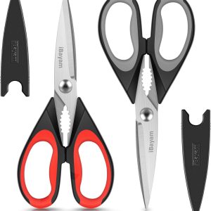 iBayam Kitchen Scissors All Purpose Heavy Duty, Kitchen Utensils Set, Stainless Steel Cooking Utensils Gadgets, Meat Poultry Food Shears Dishwasher Safe Utility Tools Home Gift, with Protective Sheath