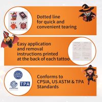 156 PCS Halloween Temporary Tattoos for Kids in 52 Unique Designs - 2 Inch Bulk Halloween Assorted Waterproof Fake Pumpkin Temp Tattoo Sticker for Boys Girls Goody Bag Stuffers Prizes Party Favors - Image 7