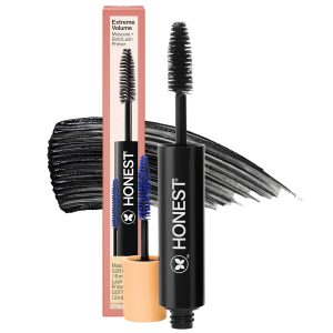 Honest Beauty 2-in-1 Extreme Volume Clean Mascara + Bold Lash Primer with Castor Oil | Maximum Volume + Curl | Vegan + Safe for Sensitive Eyes | Black, .27 fl oz