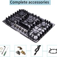 30 Inch Gas Cooktop, 5 Burners Built-in Stovetop, Stainless Steel LPG/NG Convertible Stove, Dual Fuel Sealed Hob - Black - Image 7