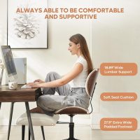 Bestier Criss Cross Office Chair with Wheels, 360° Swivel ADHD Chair for Adults, Height Adjustable Meditation Chair with Wider Bentwood Back Support for Multi Position (Contemporary Bentwood, White) - Image 3