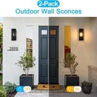2-Pack Outdoor Wall Lanterns, Exterior Waterproof Wall Sconce with Glass Shades, Matte Black Porch Lights Wall Mounted, Anti-Rust E26 Modern Wall Lighting Fixtures for Patio Garage Entryway Front Door - Image 5
