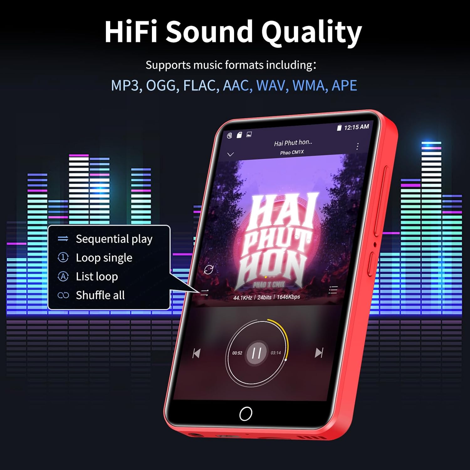 80GB MP3 Player with Bluetooth and WiFi, 4.0" Touchscreen MP3 Player for Kids Built in Speaker, MP3 & MP4 Players with Spotify, Audible, Amazon Music, Deezer, Pandora, FM Radio, Up to 1TB - Image 6