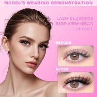 Lash Clusters Wispy 80D Eyelash Clusters D Curly 12-20MM Mix Length Cluster Eyelash Extensions Thick Volume Individual Lashes Clusters DIY Eye Lash Extension 3D Eyelashes Clusters at Home By MOONKALI - Image 3