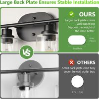 Ascher 4-Light Bathroom Light Fixtures, Modern Vanity Lights with Clear Glass Shade, Matte Black Wall Lamp for Bathroom Mirror Hallway Cabinet Porch - Image 4