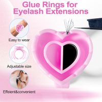 NXJ INFILILA Glue Rings for Eyelash Extensions 100PCS Disposable Rings For Lashes Lovely Heart Shape, Makeup Plastic Nail Art Glue Cups Lash Extension Supplies for Eyelash Extensions - Image 4