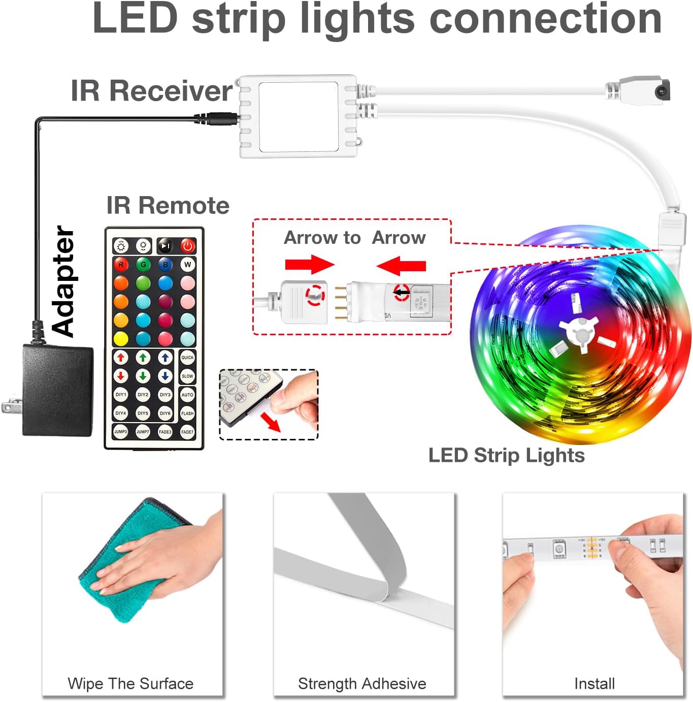 DAYBETTER LED Strip Lights 100ft, Smart Lighting with App Remote Control, RGB LED Lights for Bedroom, Music Sync Color Changing for Room Home Decor Party (1 Roll) - Image 2