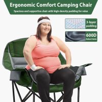 Oversized Camping Chair, Portable Folding Camping Chairs with Side Pocket, Cup Holder and Carry Bag, Heavy Duty Outdoor Camping Chairs for Adults, Fishing, Sports, Trip, up to 400lbs, Style 7 - Image 4