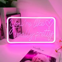 You're Like Really Pretty Neon Signs for Wall Decor, LED Neon Sign Aesthetic Room Decor for Teen Girls Neon Lights Signs for Bedroom, Salon, Wedding Party Pink Neon Name Sign - Image 6