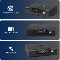 Biometric Gun Safe for Pistols 3-Ways unlock Fingerprint Digital PIN Key Unlock Handgun Safe with Sound, Lock box for Cloakroom living room Bedroom Nightstand and Car BILLCONCH - Image 2