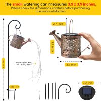 Outdoor Solar Metal Watering Can Small Hanging Decorative Waterproof Lights for Garden Decor, Yard Lights, Outside Patio Lawn, Gifts for Mom Grandma Women Birthday,1 pack, Warm White - Image 3