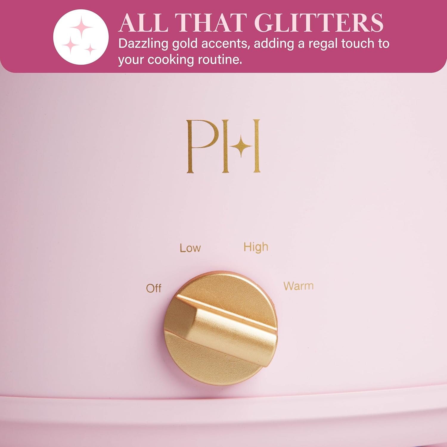 Paris Hilton 6-Quart Manual Slow Cooker, Features Three Settings (Low, High, Warm), Naturally Nonstick and Dishwasher Safe Stoneware Insert, Family Sized Capacity, Pink - Image 6