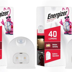Energizer LED Motion-Activated Security Light, Battery Operated, 40 Lumens, Wireless, Indoor/Outdoor, Over-The-Door, Ideal for Entryway, Porch, Patio, Basement, Shed, Garage, 38184 (Pack of 2)