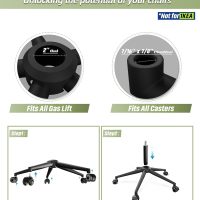 Sytopia 24''(60cm) Criss Cross Home Office Swivel Chair Base Replacement with Rubber Casters, Heavy Duty Desk Chair Reinforced Metal Leg, Universal Caster and Gas Cylinder Size, Matte Black - Image 3