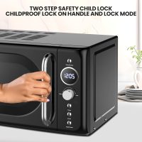 Total Chef Retro Microwave Oven | 20L / 0.7 Cu Ft | Quick Start & Defrost By Weight/Time | 8 Pre-set Cooking Modes For Coffee, Rice, Pasta, Potato, Reheat, Fish, Pizza, Popcorn | 700W | Black - Image 5