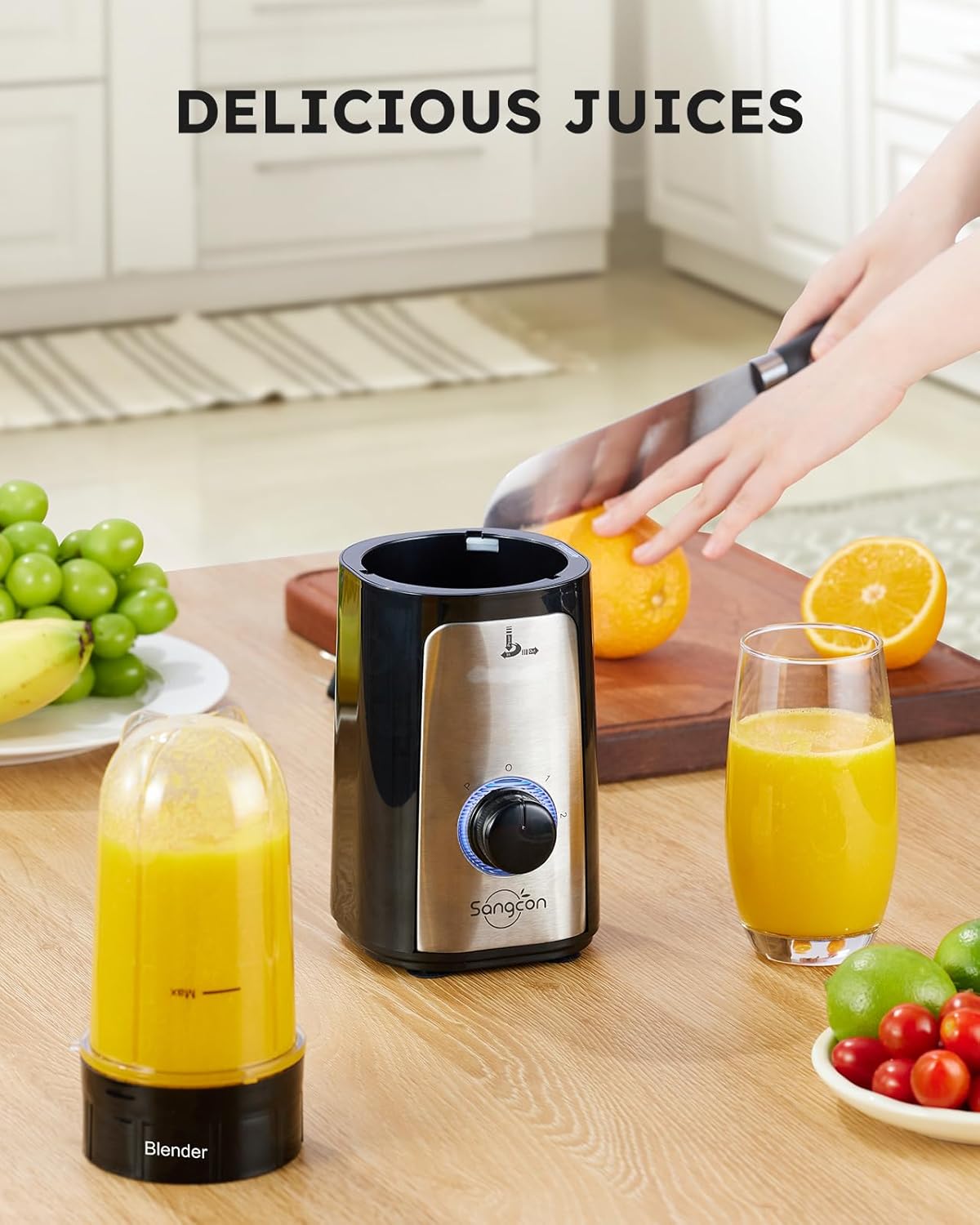 SANGCON 5 in 1 Blender and Food Processor Combo for Kitchen, Small Electric Food Chopper for Meat and Vegetable, 350W High Speed Blenders with 2 Speeds and Pulse for Smoothies and Shakes - Image 4