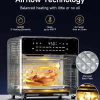 Kitchen Elite Air Fryer French Door Oven,15.8 Qt Toaster Oven Countertop Combo,18 Presets & 1 Preheat & Light, Airfryer Basket,Wire Rack,Baking Pan,Crumb Tray,Compact Design,Stainless Steel,Small - Image 5